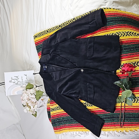 Vintage Hunt Club Office Wear Business Casual Black Velvet Blazer Jacket, 10 - Picture 2 of 8